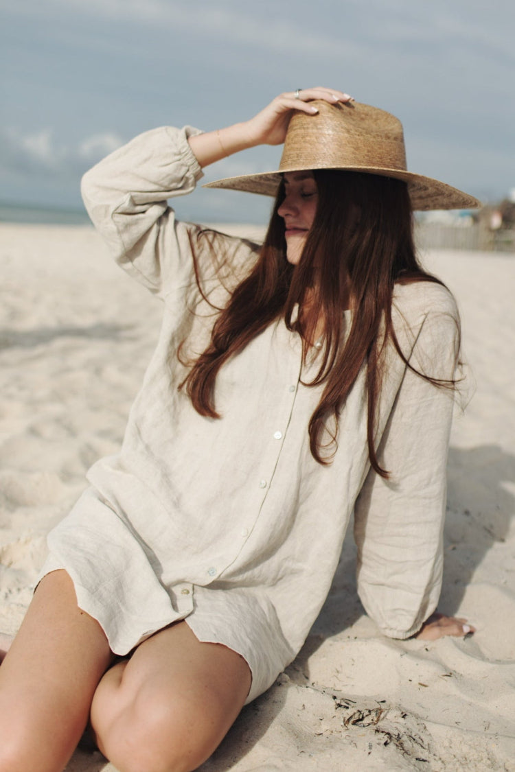Toss It On Dress - Linen - Oatmeal Natalie Busby Toss It On Dress - Linen - Oatmeal Natalie Busby