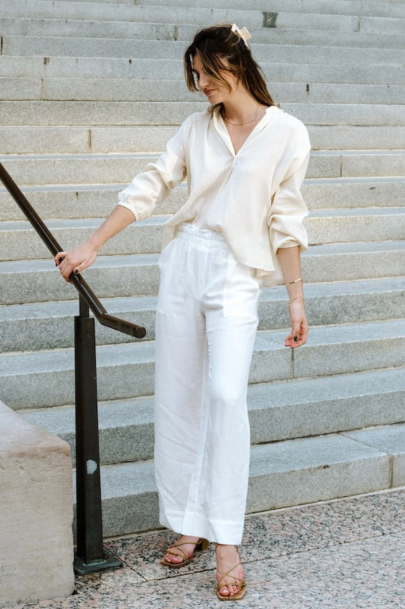 Wherever Wide Leg- Lyocell Linen - White – Natalie Busby