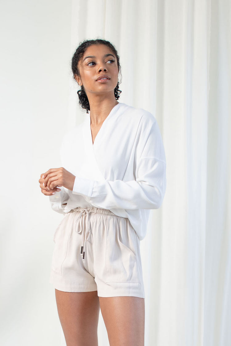 Twist Blouse - Tencel Viscose - White – Natalie Busby
