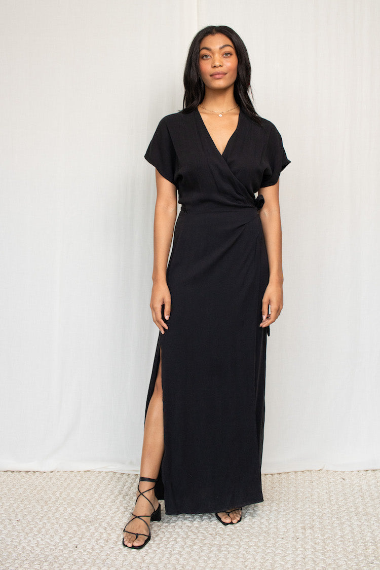 Short sleeve wrap dress maxi Clearance