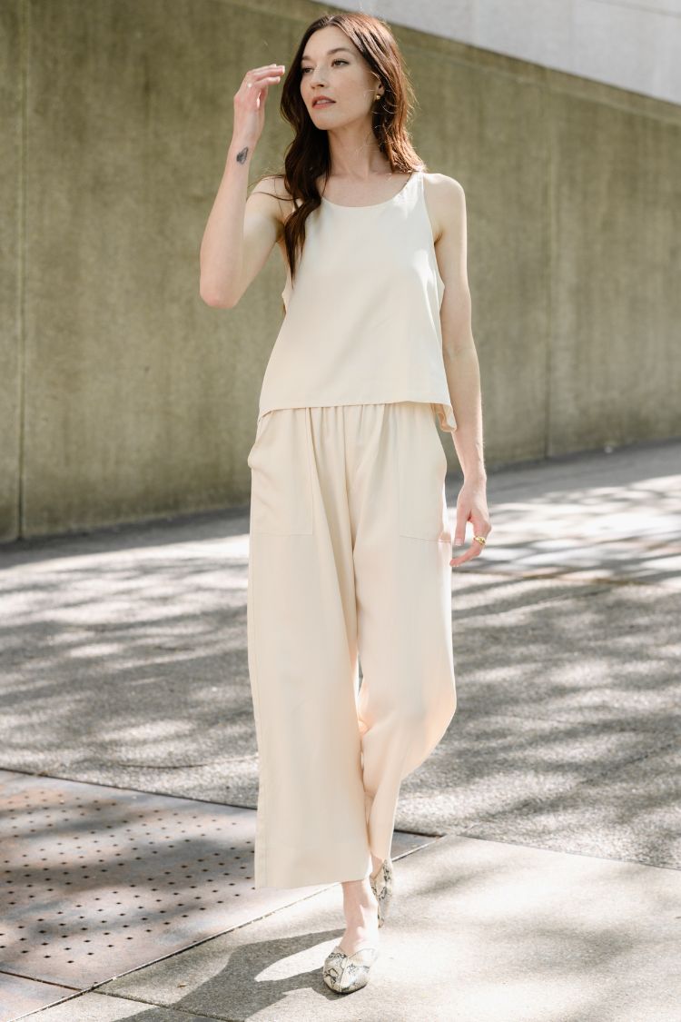 Wherever Cropped Pant Tencel Ivory – Natalie Busby